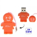 USB 2.0/ตัวอ่าน Micro SD Card รูปการ์ตูน (สีส้ม)